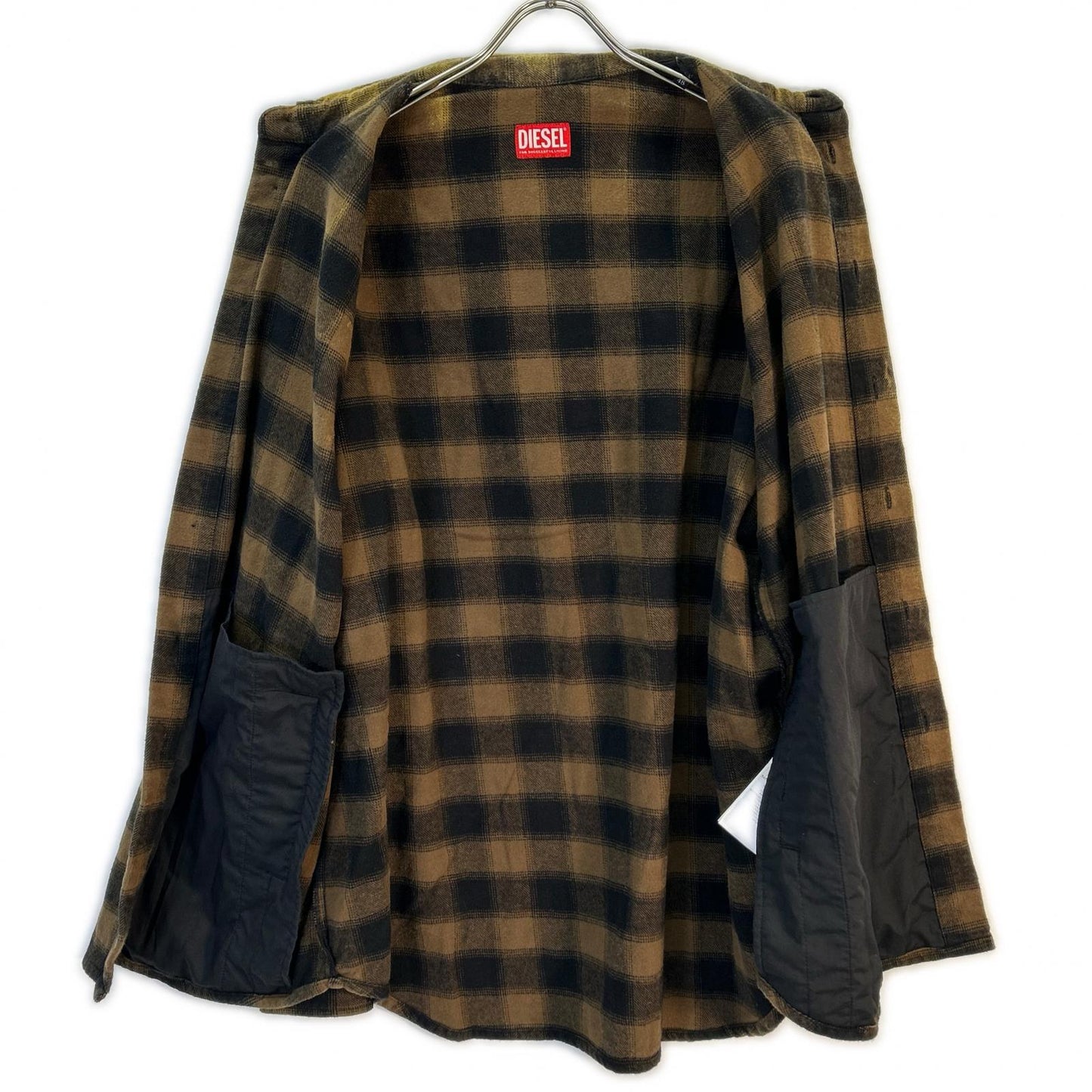 23AW A10687 Brown Block Check Flannel Shirt Top 48 Men's