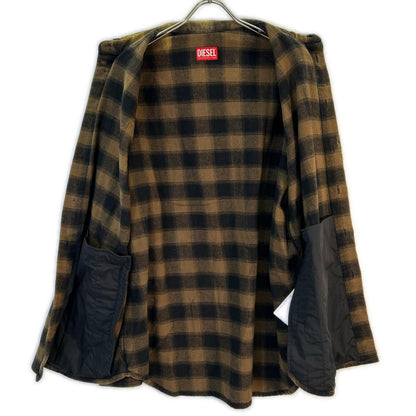 23AW A10687 Brown Block Check Flannel Shirt Top 48 Men's