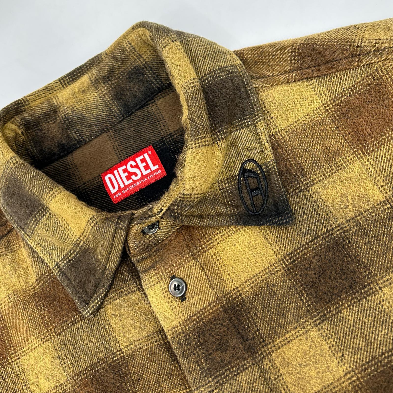 23AW A10687 Brown Block Check Flannel Shirt Top 48 Men's
