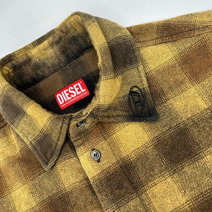 23AW A10687 Brown Block Check Flannel Shirt Top 48 Men's