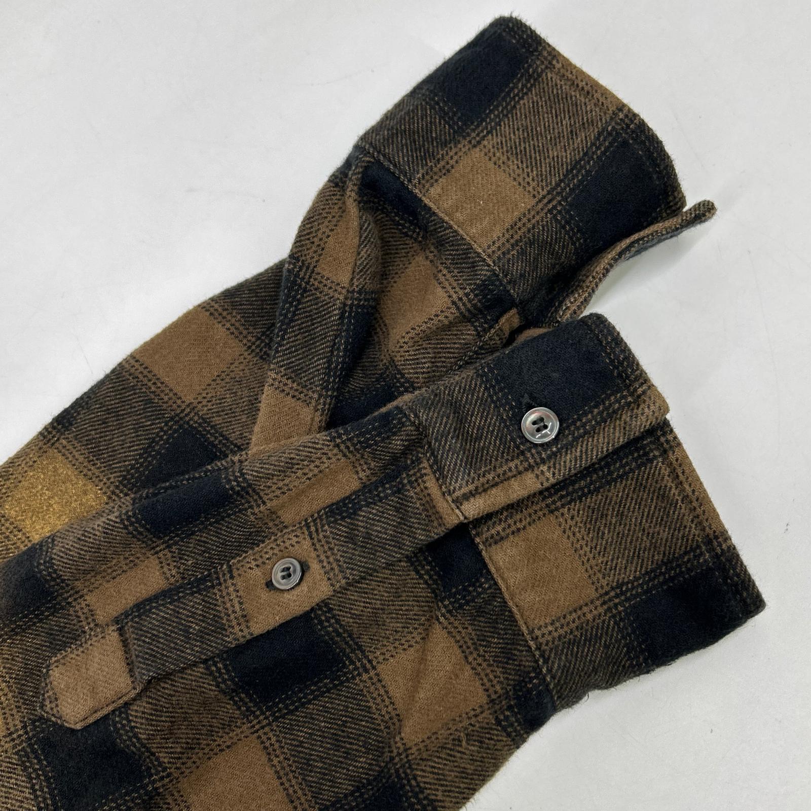 23AW A10687 Brown Block Check Flannel Shirt Top 48 Men's