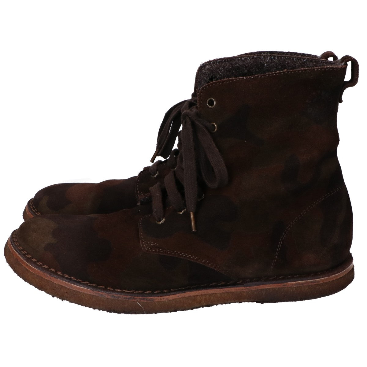 BUTTERO Brown x Khaki Camouflage Suede Lace-up Boots Shoes