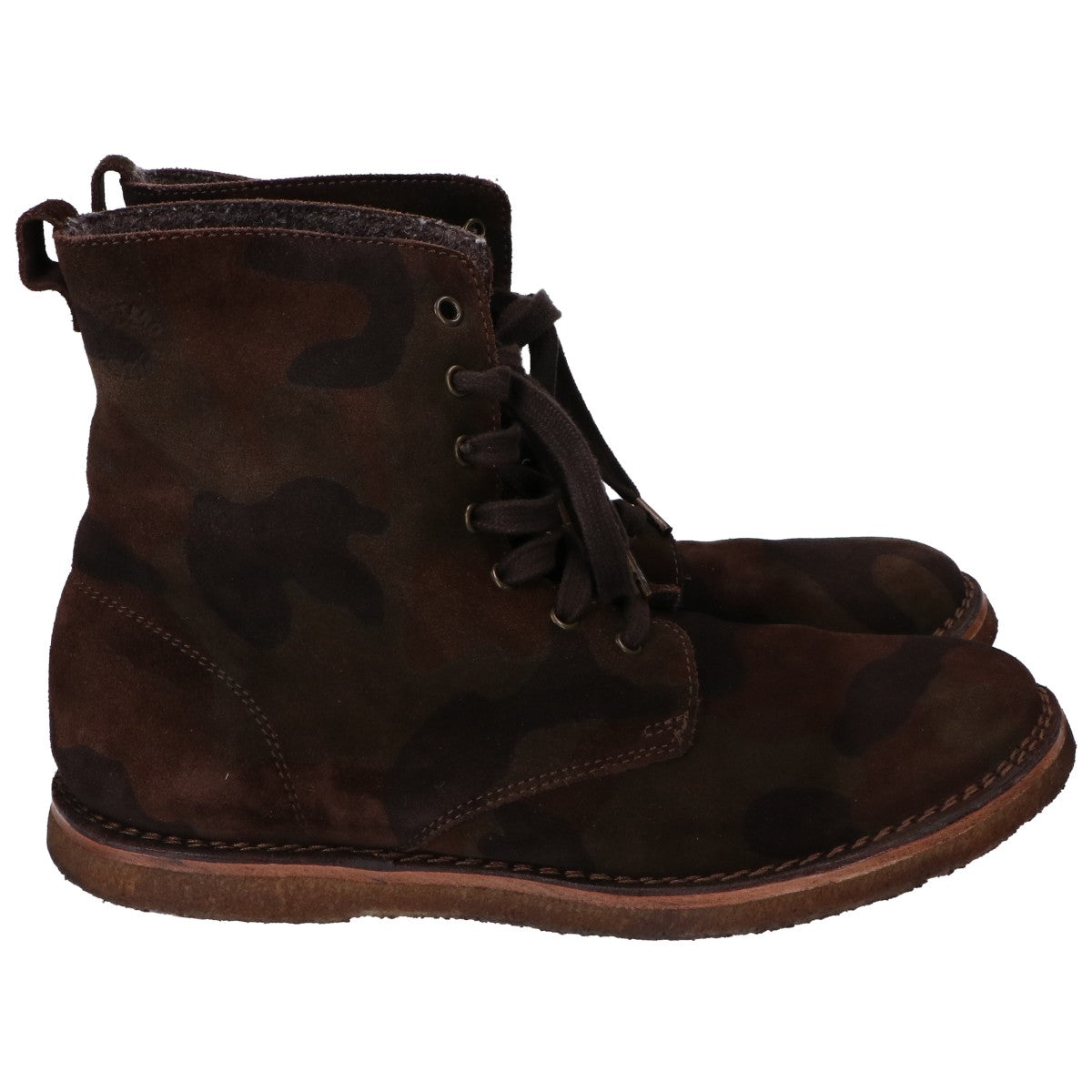 BUTTERO Brown x Khaki Camouflage Suede Lace-up Boots Shoes