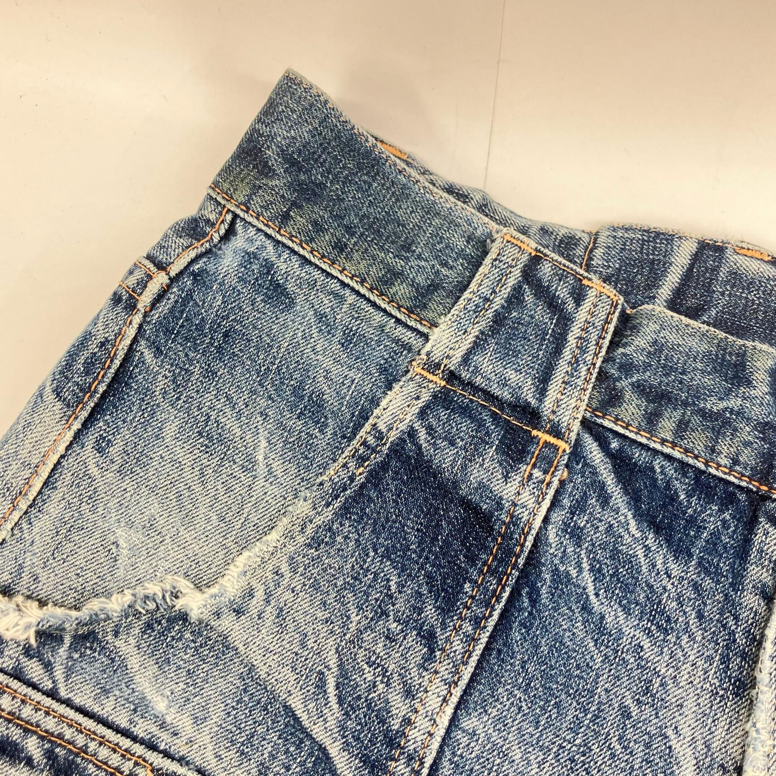 FULLCOUNT 1246 Blue Damaged Denim Bush Pants Bottoms