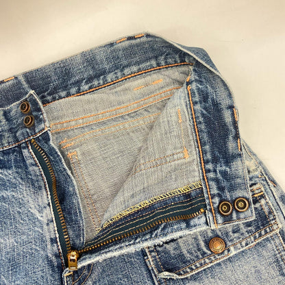 FULLCOUNT 1246 Blue Damaged Denim Bush Pants Bottoms