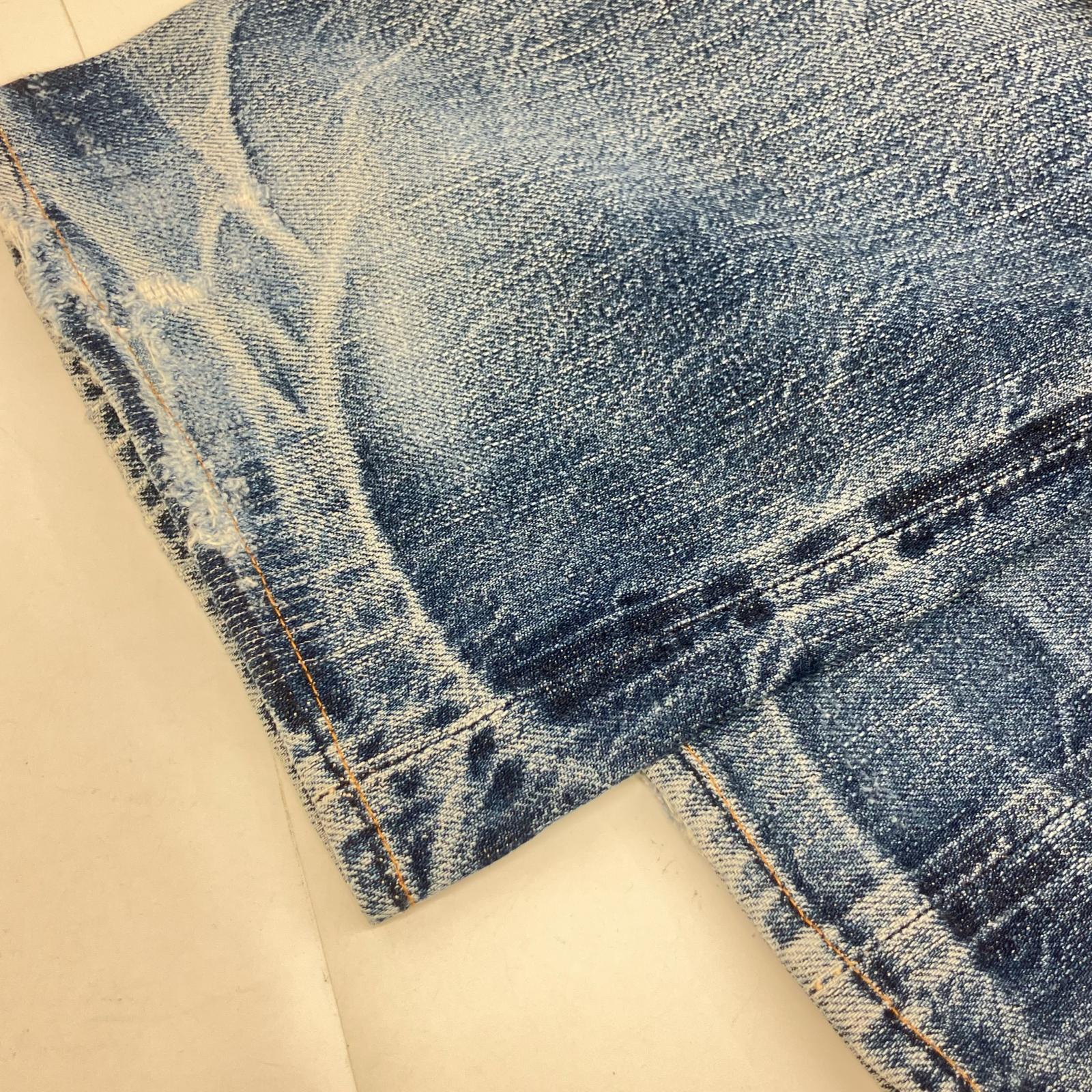 FULLCOUNT 1246 Blue Damaged Denim Bush Pants Bottoms