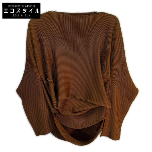 MeISSEYMIYAKE ミーイッセイミヤケ MI63KK415 ブラウン ワッフルプリーツカットソー トップス