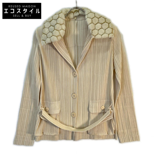 PLEATS PLEASE プリーツプリーズ PP53-JD411 アイボリー エコファー カラープリーツジャケット ジャケット