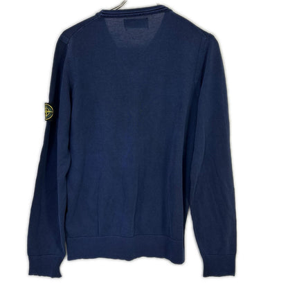 STONE ISLAND 6015545B8 Indigo V-Neck Long Sleeve Cut and Sew Top