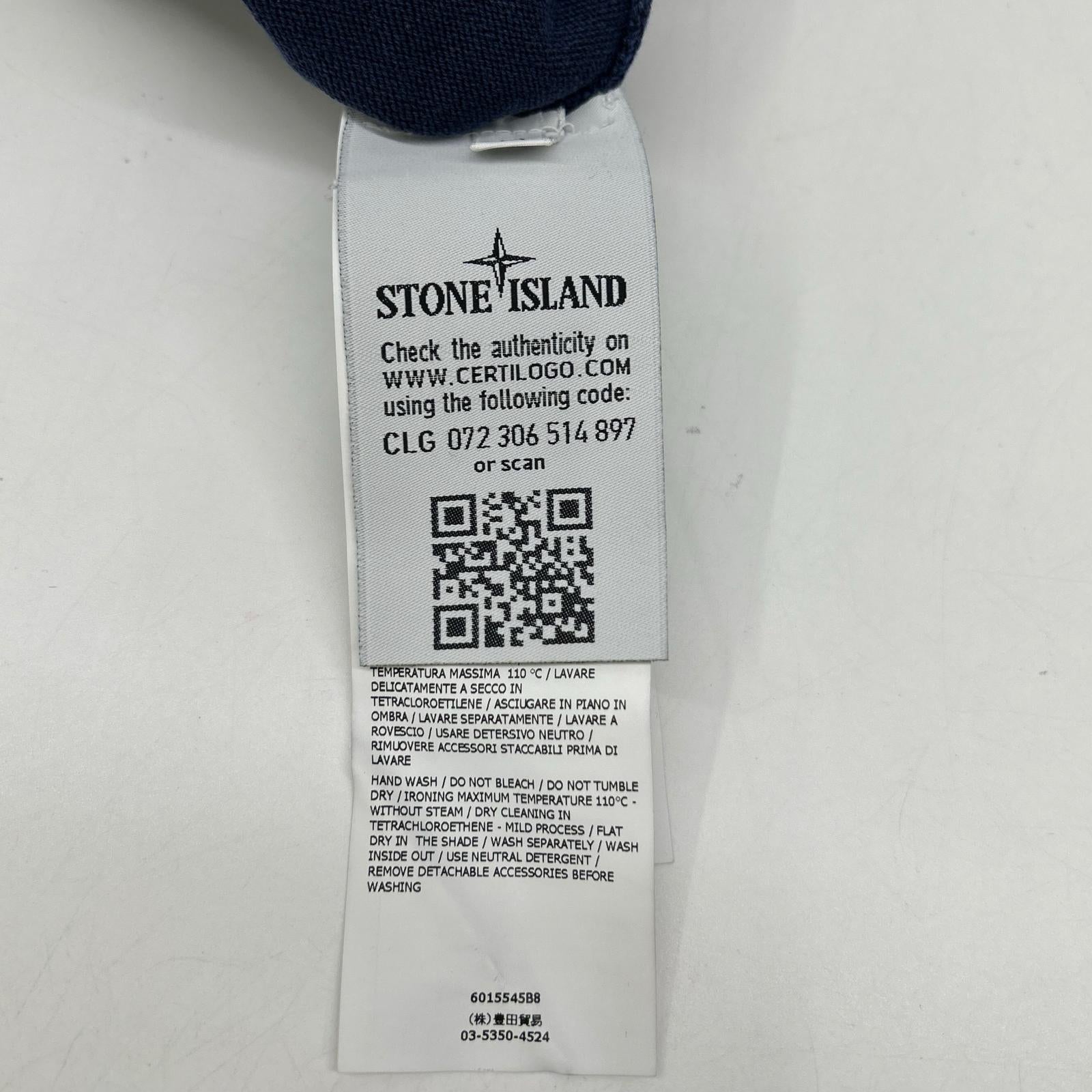 STONE ISLAND 6015545B8 Indigo V-Neck Long Sleeve Cut and Sew Top
