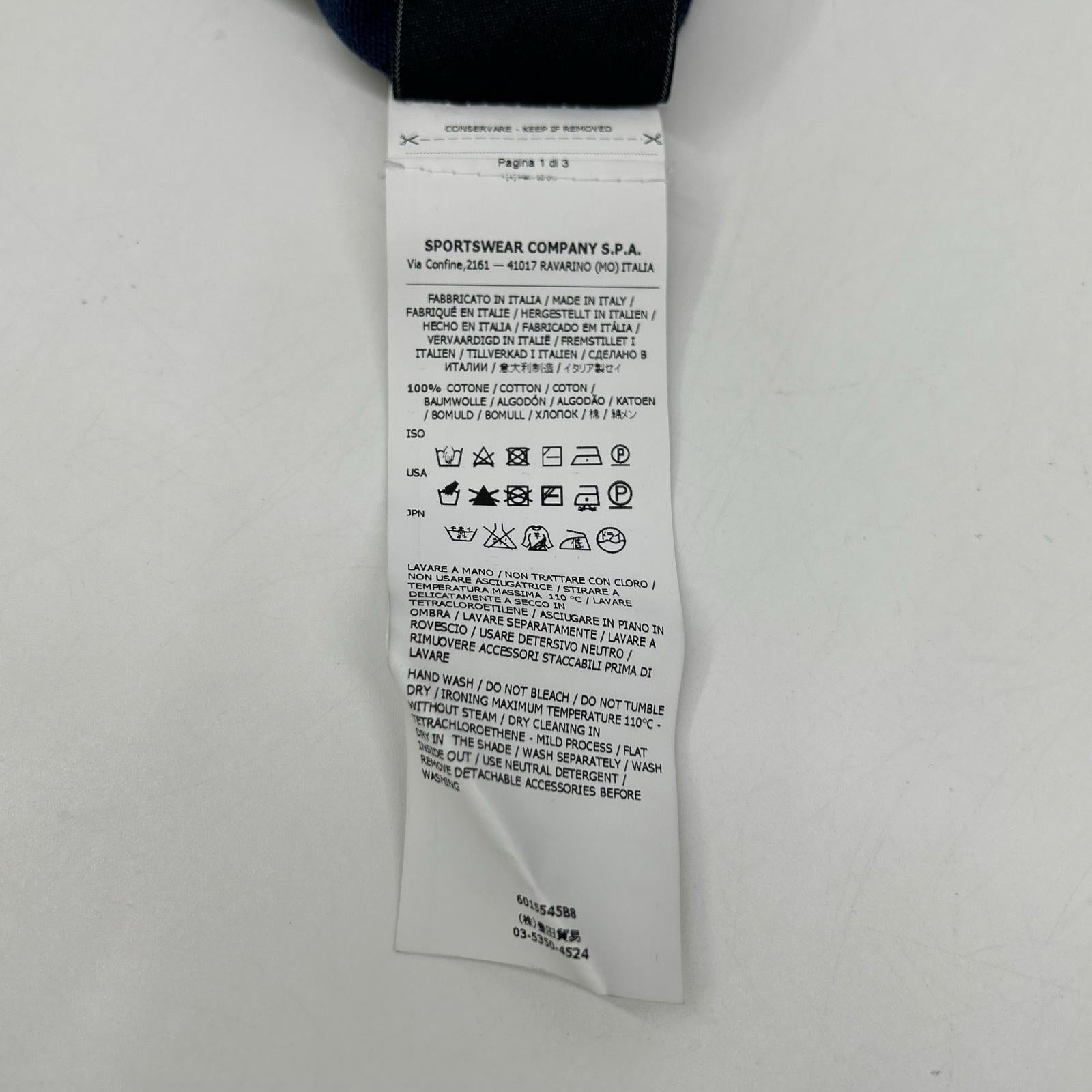 STONE ISLAND 6015545B8 Indigo V-Neck Long Sleeve Cut and Sew Top