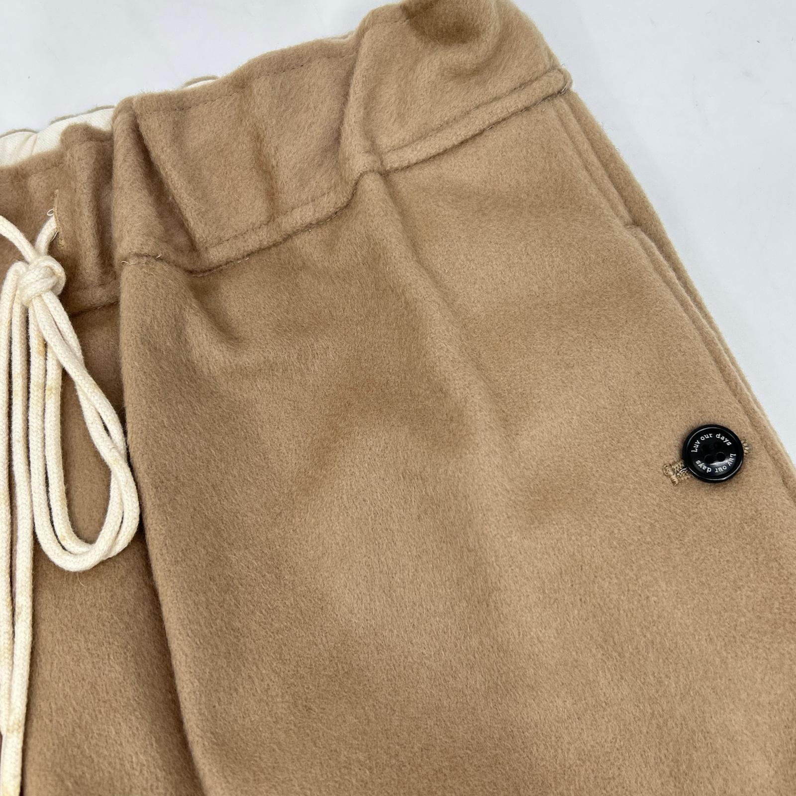 Beige Wool Beaver Track Pants Bottoms 1 Ladies