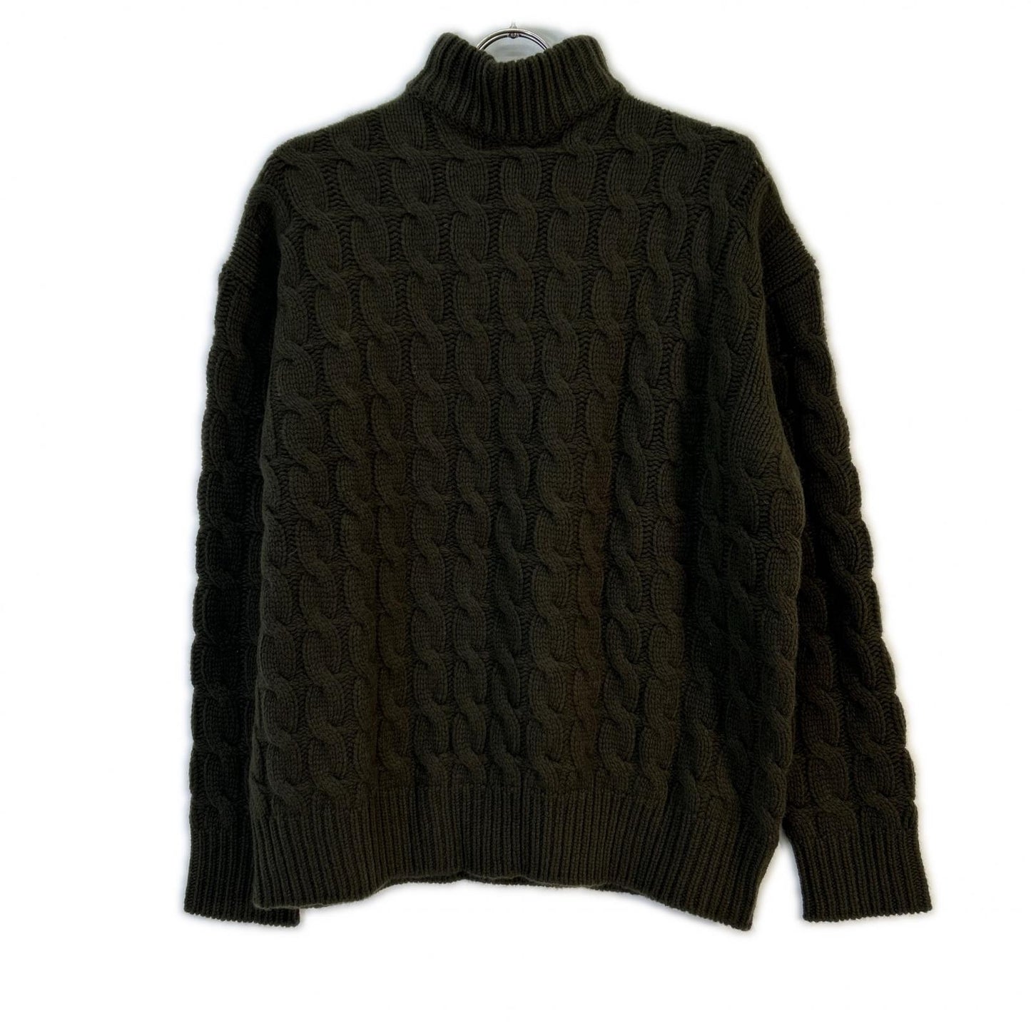 sai PARIS サイ 22年製 カーキ ウール×カシミア ケーブル タートルネックニット トップス