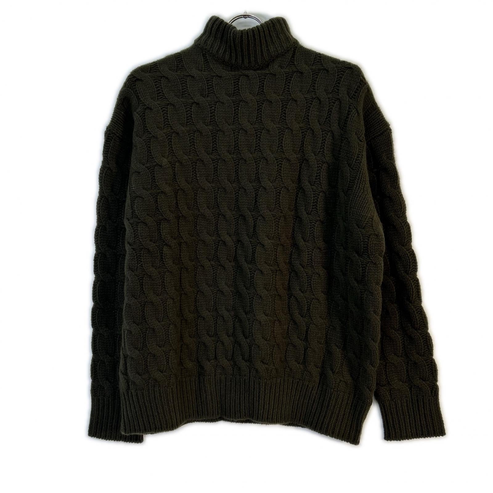 sai PARIS サイ 22年製 カーキ ウール×カシミア ケーブル タートルネックニット トップス