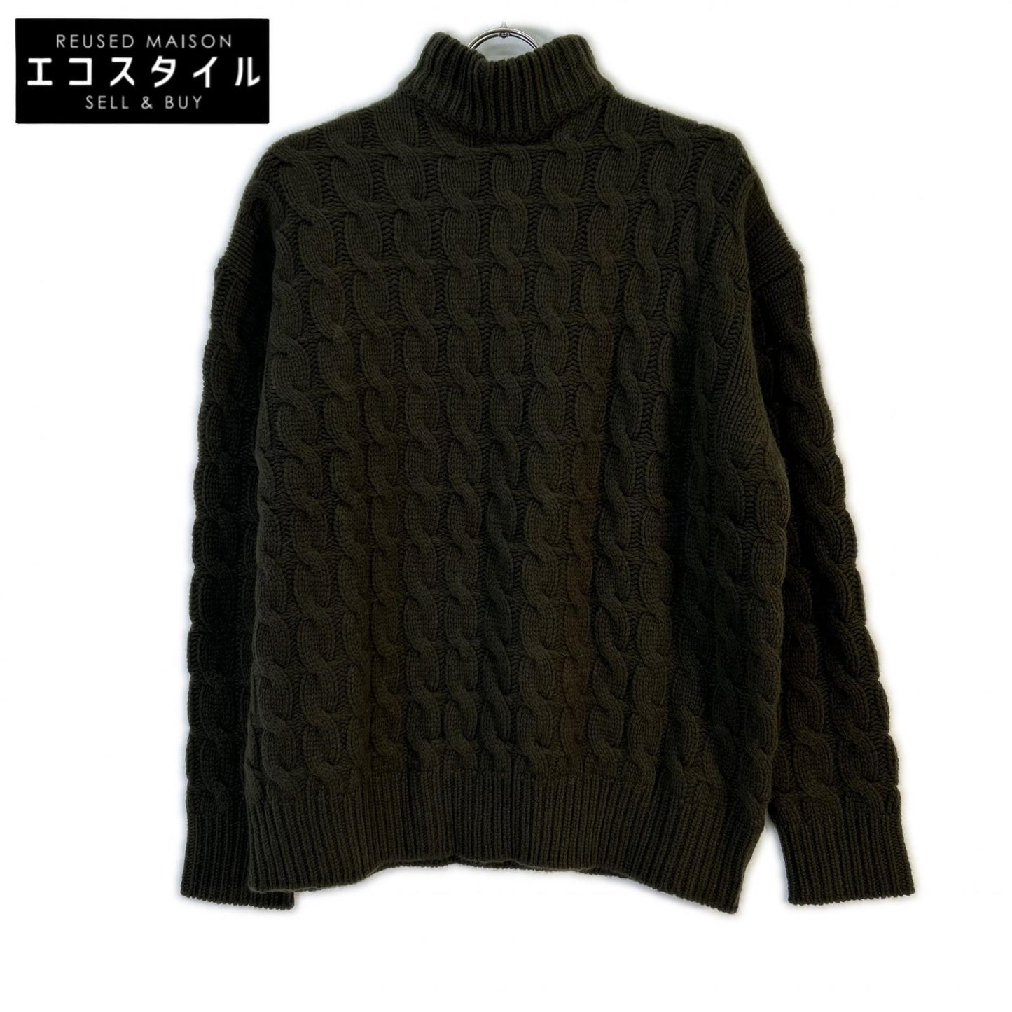 sai PARIS サイ 22年製 カーキ ウール×カシミア ケーブル タートルネックニット トップス