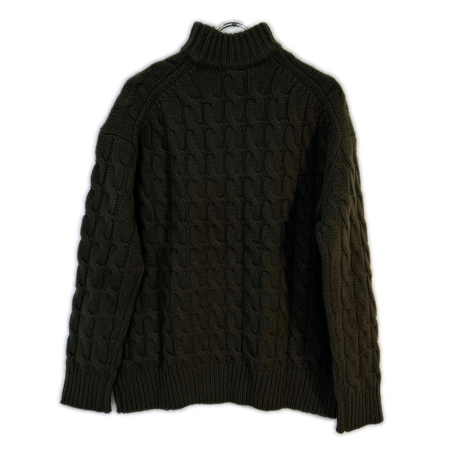 sai PARIS サイ 22年製 カーキ ウール×カシミア ケーブル タートルネックニット トップス
