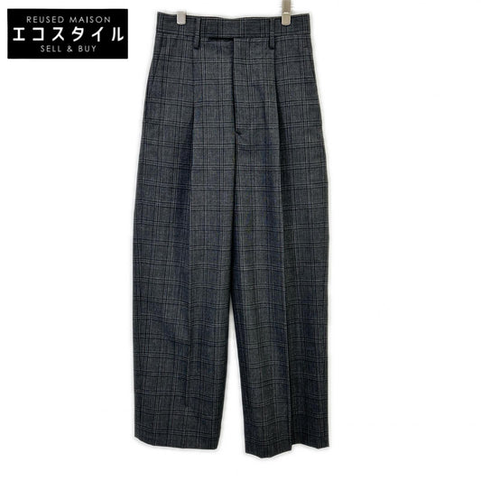 AURALEE 24SS BLUEFACED WOOL CHECK SLACKS Bottoms