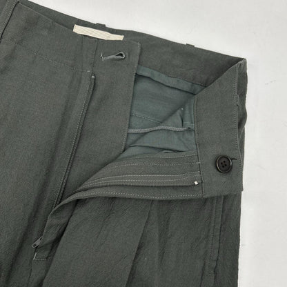 blurhms ブラームス Khaki Wool Rayon Silk Wide Slacks Bottoms