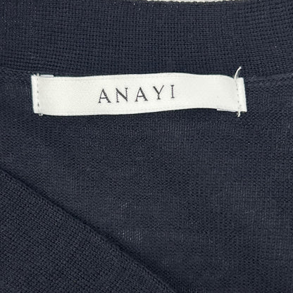 ANAYI アナイ 25年製 ネイビー エキストラファインメリノタイ付きVネック プルオーバー トップス