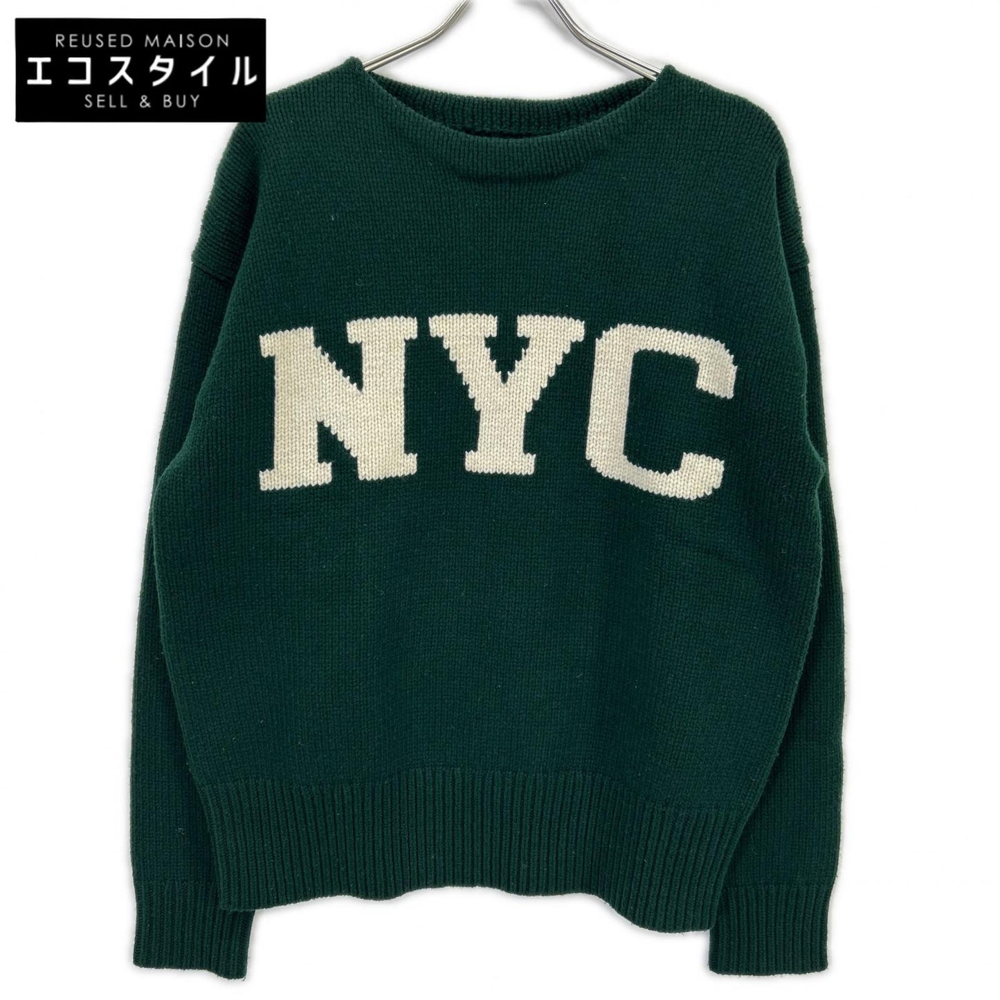 POLO RALPH LAUREN ポロ ラルフローレン 25AW グリーン インターシャ編み NYC ニットプルオーバー トップス