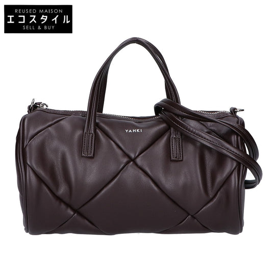 [Excellent Condition] Faux Leather Quilted 2-Way Shoulder Boston Bag for Women