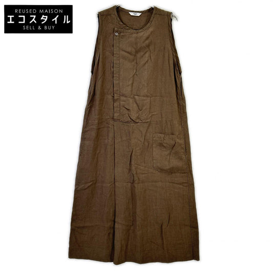 UT232OP025D Khaki Linen Sleeveless One-piece Dress Dresses No size listed Women's