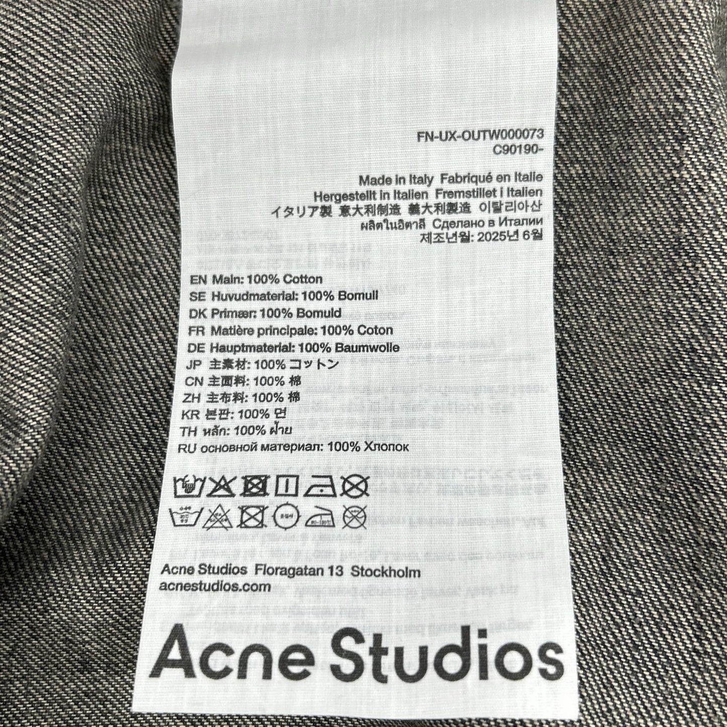 ACNE STUDIOS アクネ ストゥディオズ FN-UX-OUTW000073 25FW オーバーサイズ ペイント デニムジャケット ジャケット