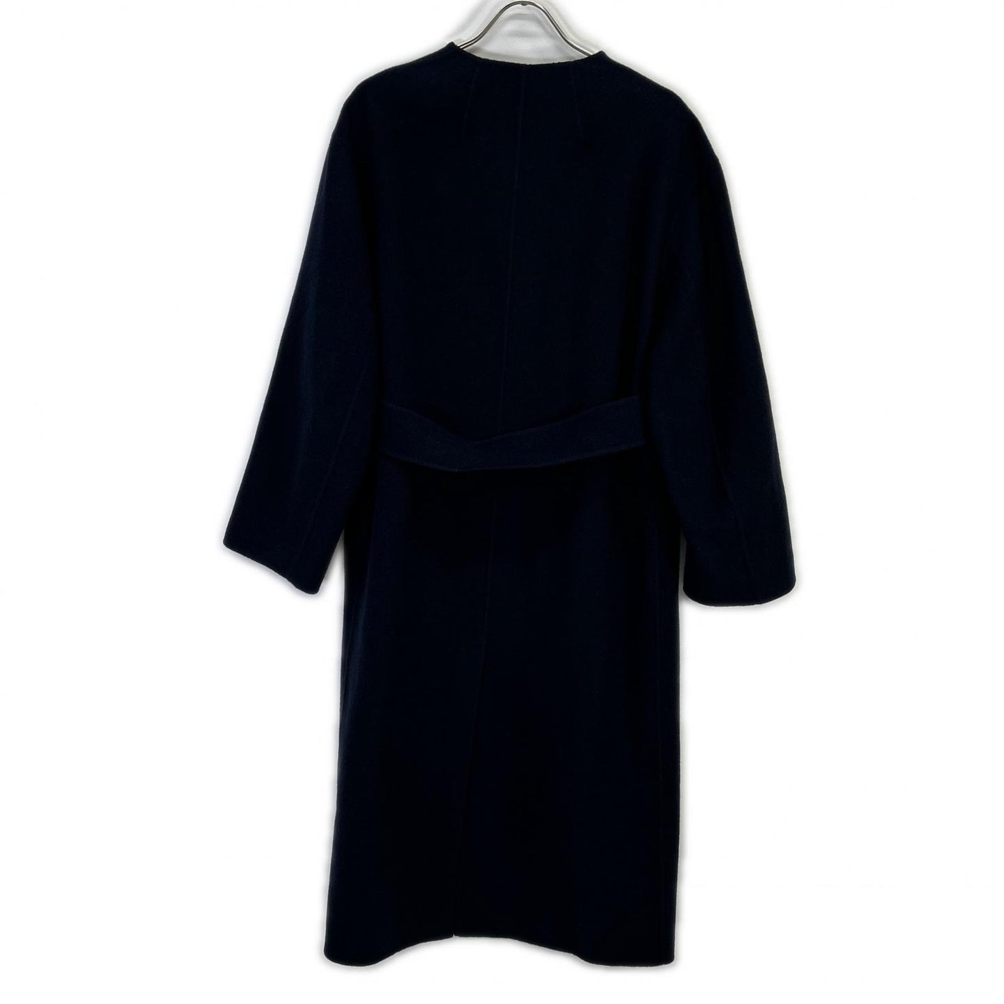 23AW Navy x Black Cashmere Blend Belted Coat 38 Women's