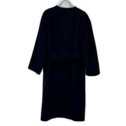 23AW Navy x Black Cashmere Blend Belted Coat 38 Women's