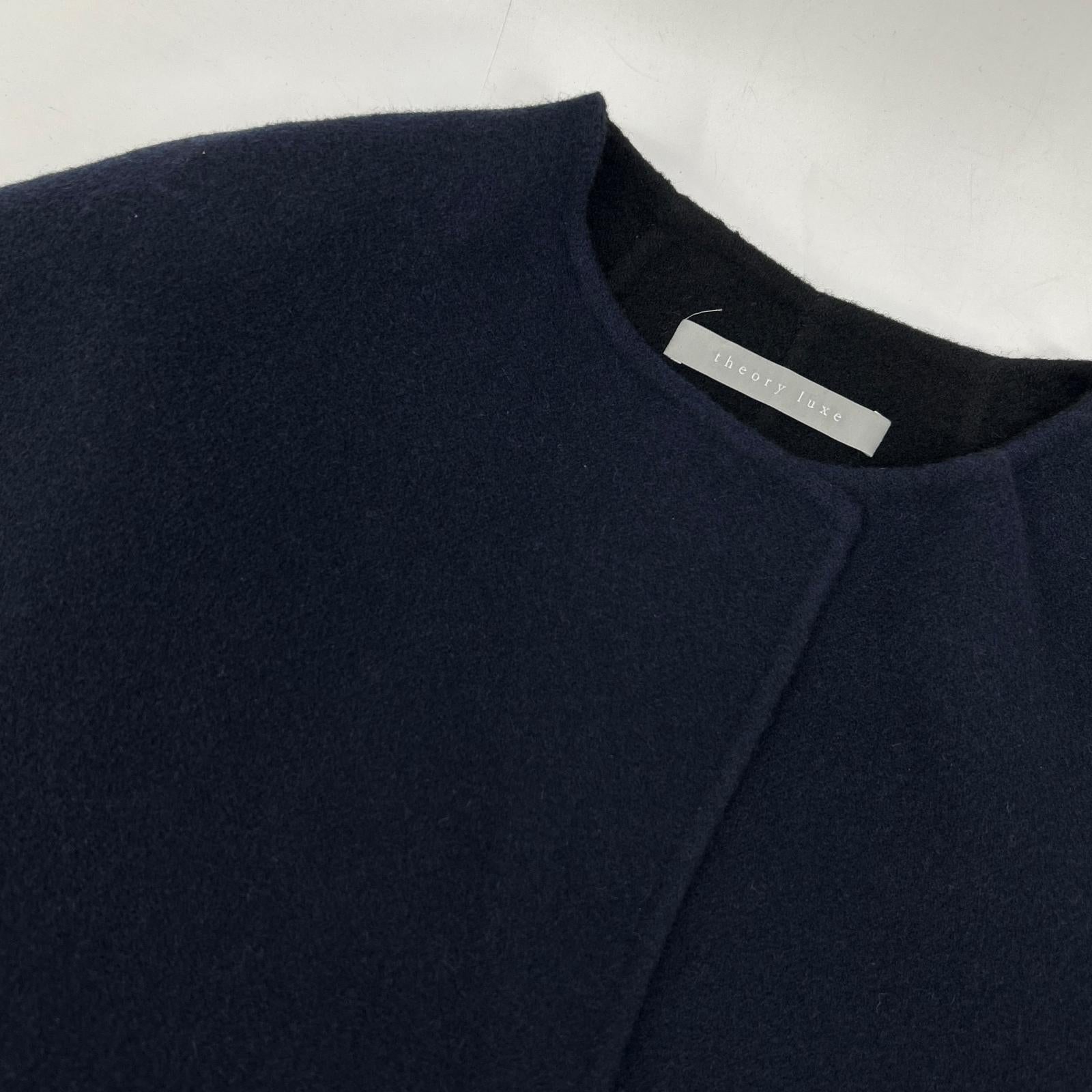 23AW Navy x Black Cashmere Blend Belted Coat 38 Women's