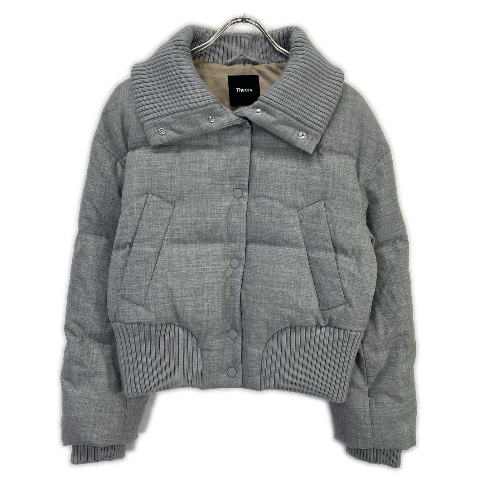 Theory セオリー 25年 グレー Wool Pl Flannel Cozy Collar Puff Coat ジャケット