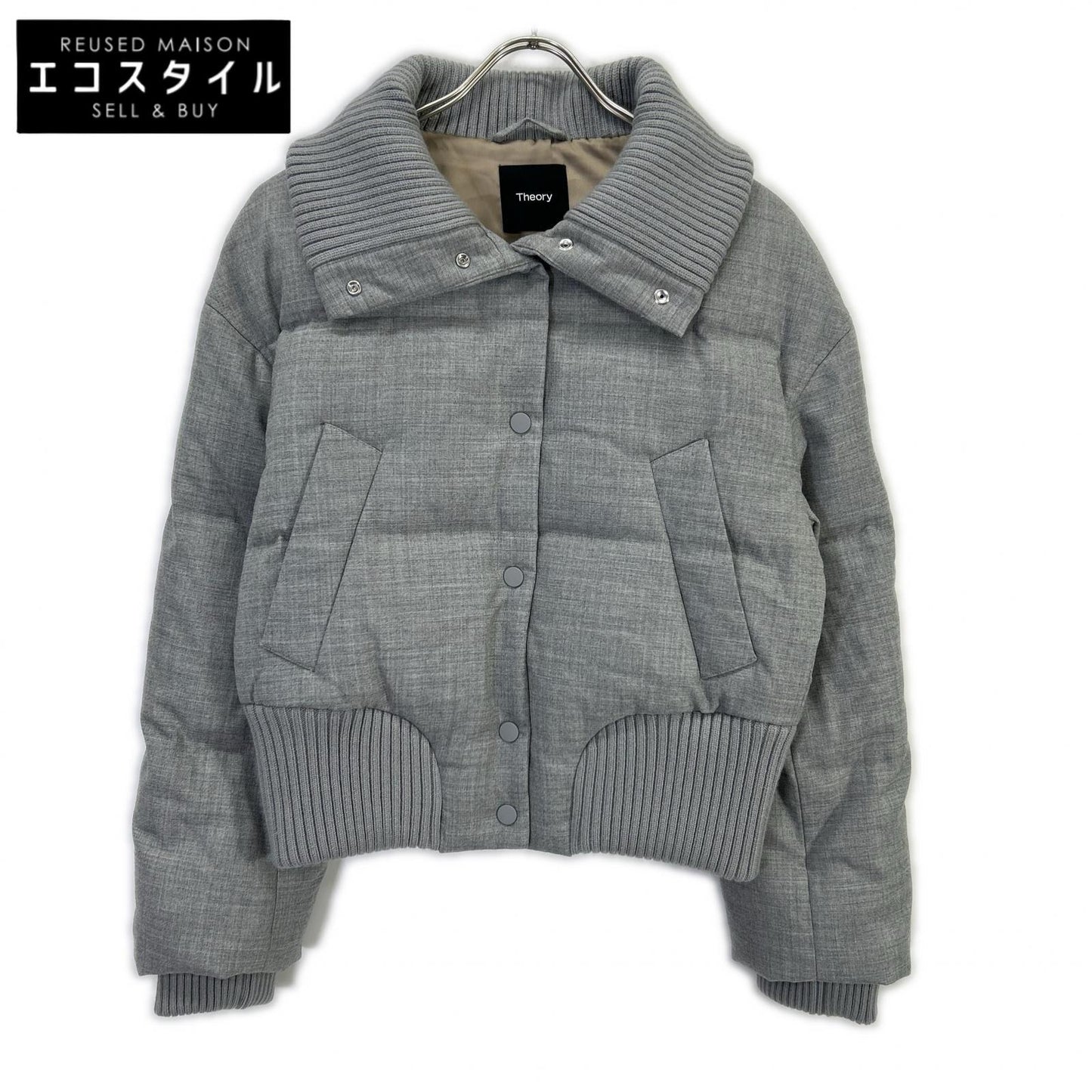Theory セオリー 25年 グレー Wool Pl Flannel Cozy Collar Puff Coat ジャケット