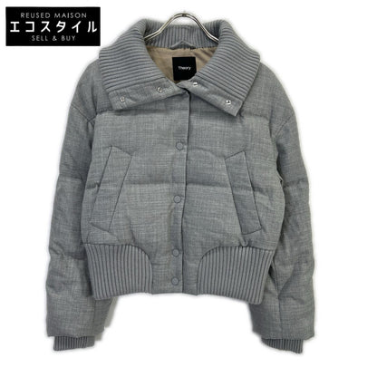 Theory セオリー 25年 グレー Wool Pl Flannel Cozy Collar Puff Coat ジャケット
