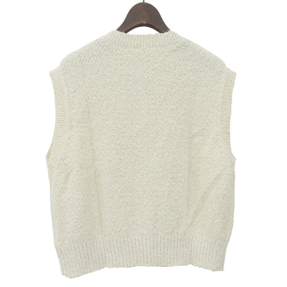 Unused, gold button crew neck vest, women's, ivory, XU1807 vest, L, women's