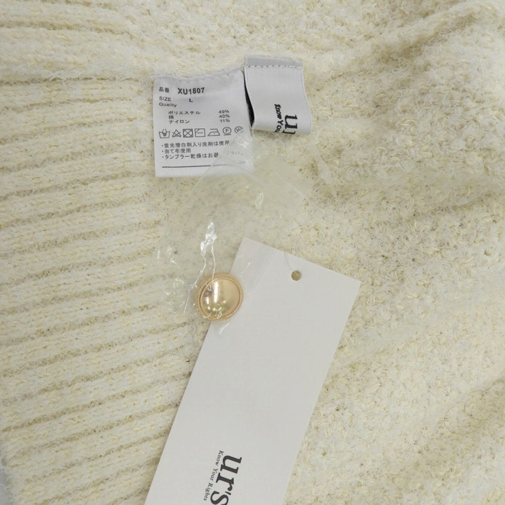 Unused, gold button crew neck vest, women's, ivory, XU1807 vest, L, women's