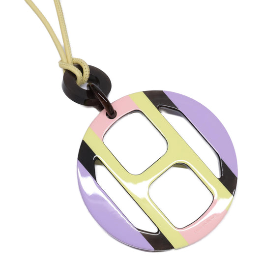 HERMES Hermes [Near New] H-Equipe Buffalo Horn Lacquer Cord Necklace