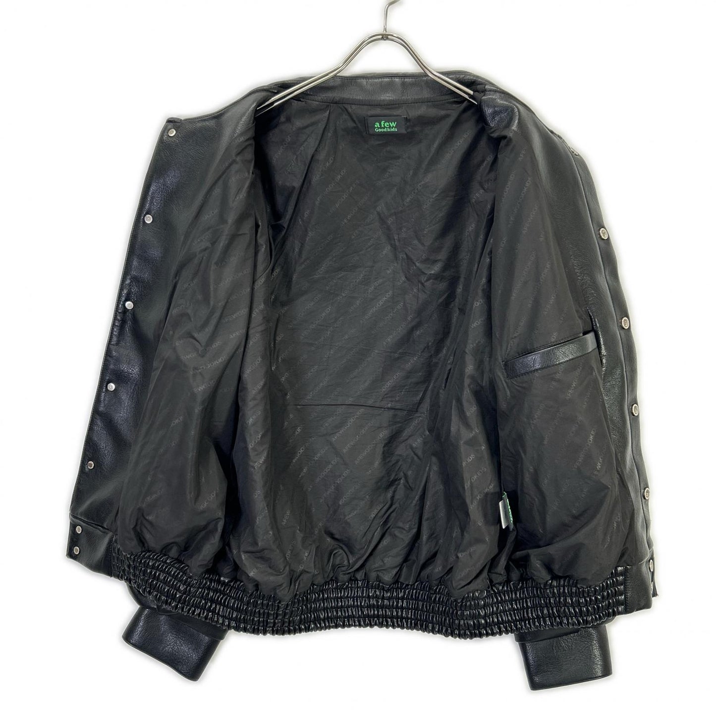 Black AFGK embroidered leather stadium jacket M men's