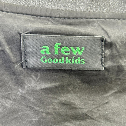 Black AFGK embroidered leather stadium jacket M men's
