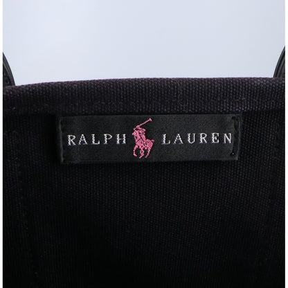RALPHLAUREN ラルフローレン ブラック ピンクロゴ キャンバスハンドバッグ ハンドバッグ