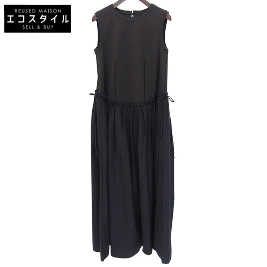LANVIN en Bleu ランバンオンブルー 未使用 タフタコンビ カットソーワンピース レディース ブラウン/ブラック 36 ワンピース