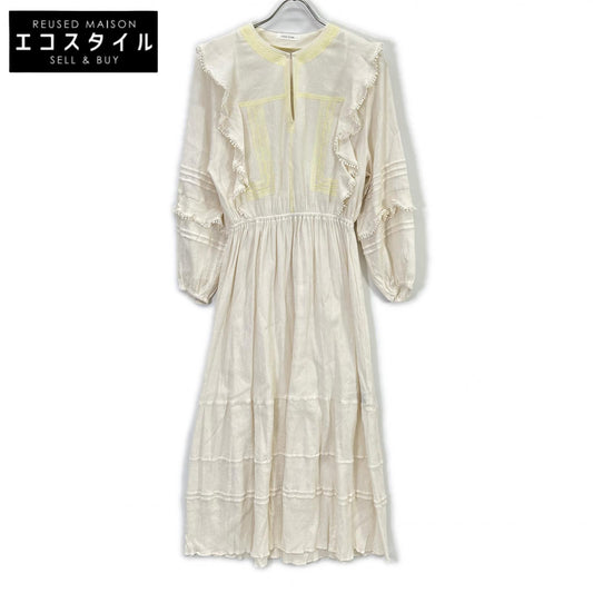 Ivory Color Embroidered Dress One-Piece Free Ladies