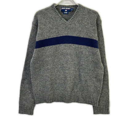 90s Gray V-Neck Wool Knit Top M Men's