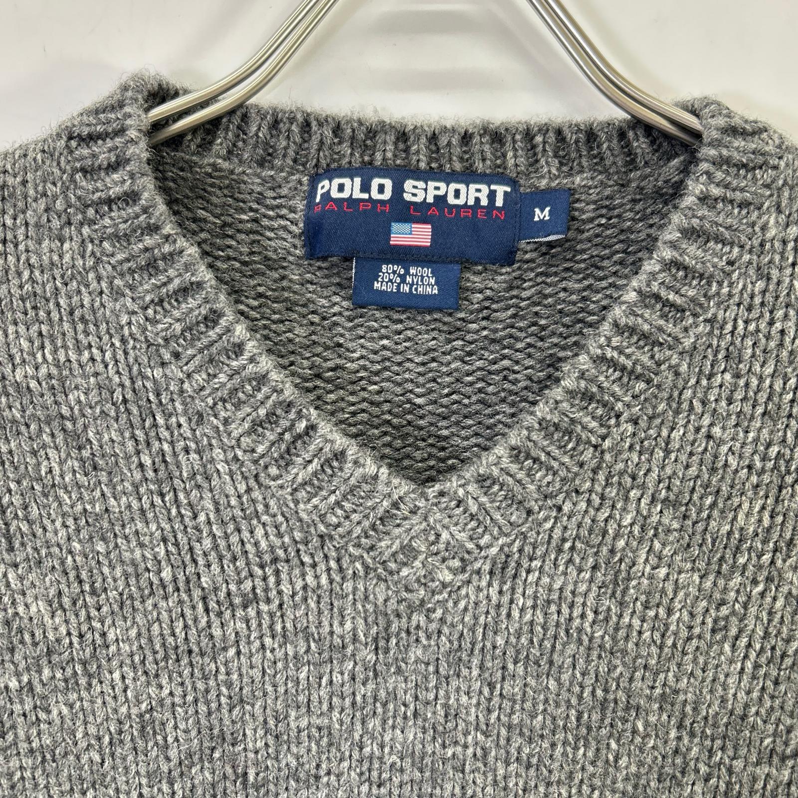 90s Gray V-Neck Wool Knit Top M Men's