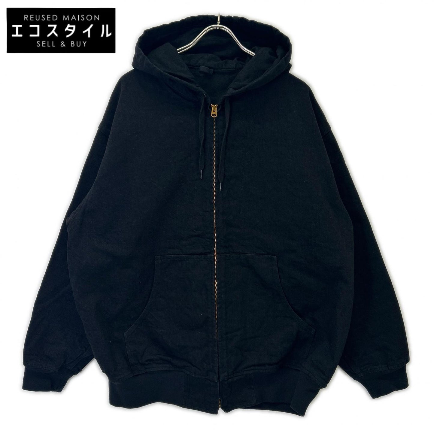 COMOLI C03-01003 黑色 13.5盎司 黑丹宁拉链连帽夹克