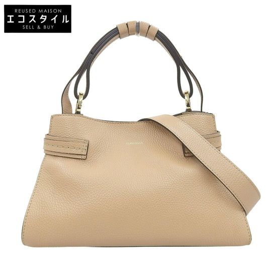 LORISTELLA Gold Logo 2-Way Bag Leather Handbag Shoulder Bag Women's Beige Handbag