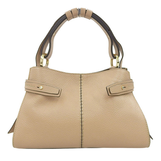 LORISTELLA Gold Logo 2-Way Bag Leather Handbag Shoulder Bag Women's Beige Handbag