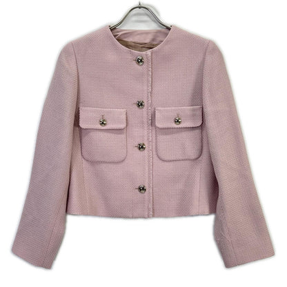 24AW Pink Wool Pripera No-Collar Jacket 36 Ladies