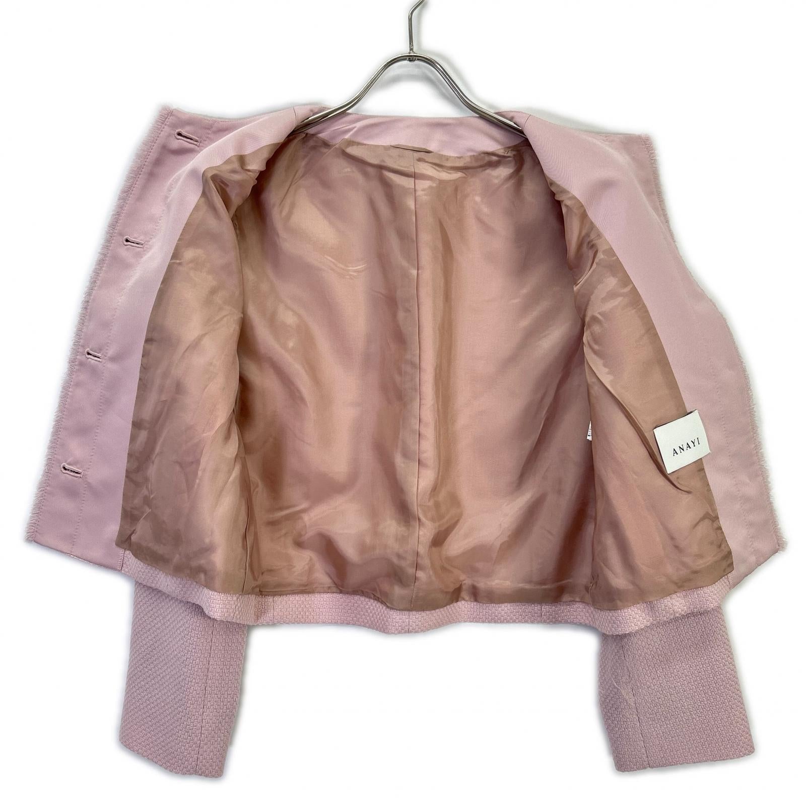 24AW Pink Wool Pripera No-Collar Jacket 36 Ladies