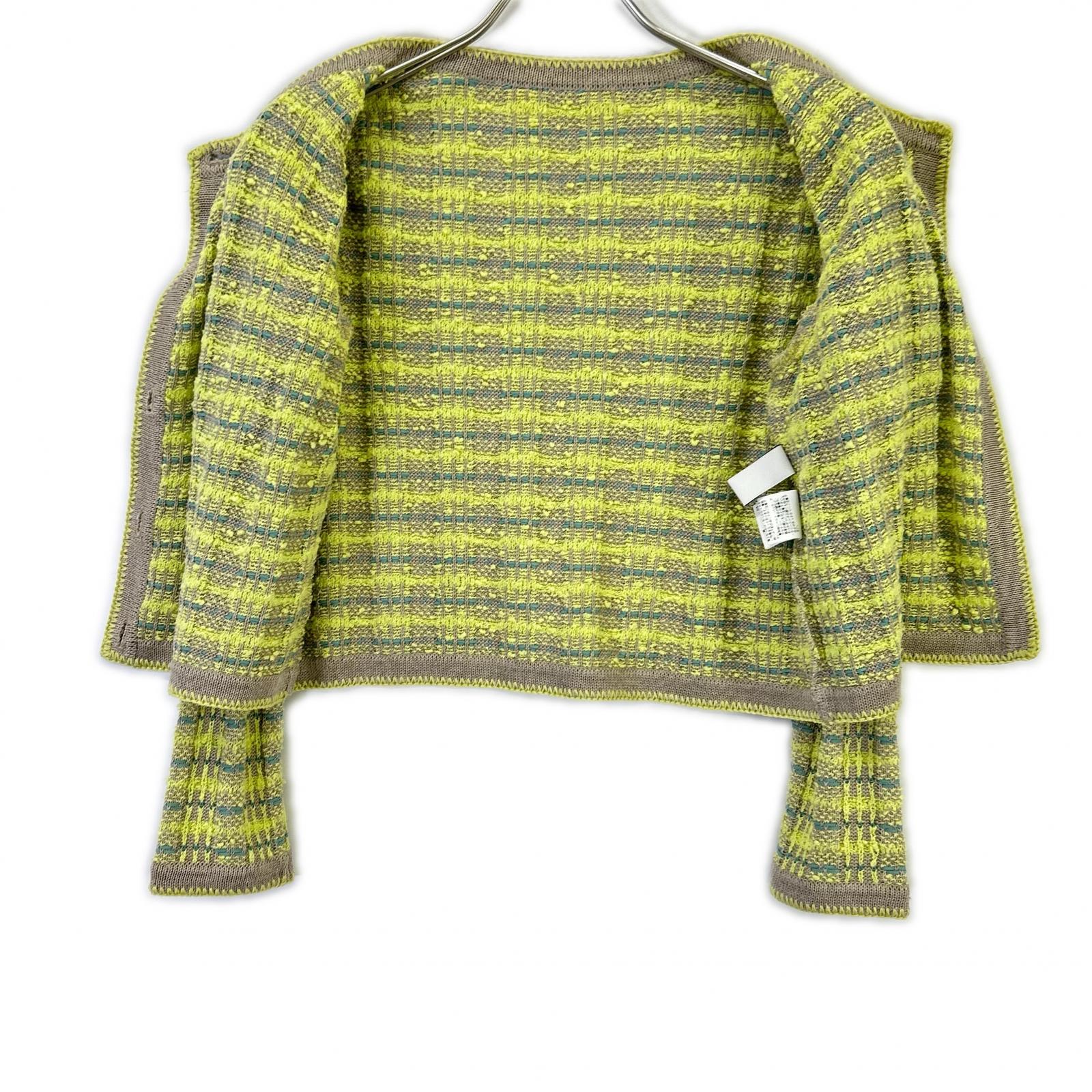 ANAYI アナイ イエローグリーン×グレー チェックツイードジャケット トップス