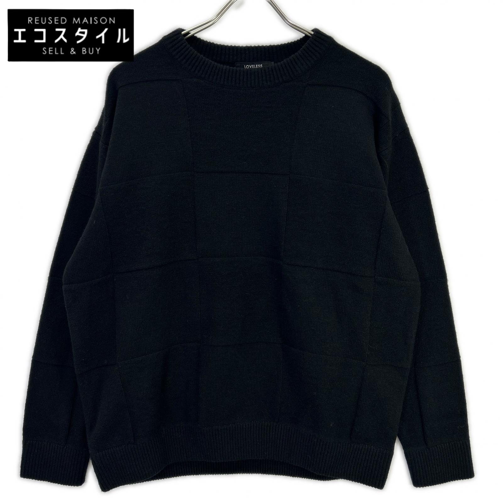 LOVELESS ラブレス 61N69-450-09 ブラック ウール×ナイロン クラフトブロッキングニット トップス
